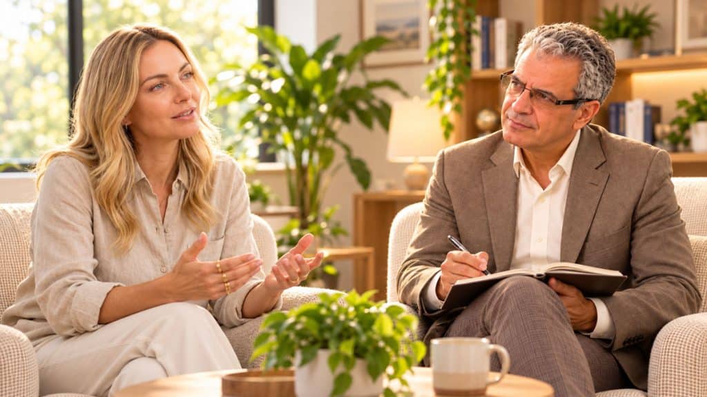 Écoute active lors d’une séance de coaching entre un coach et son client